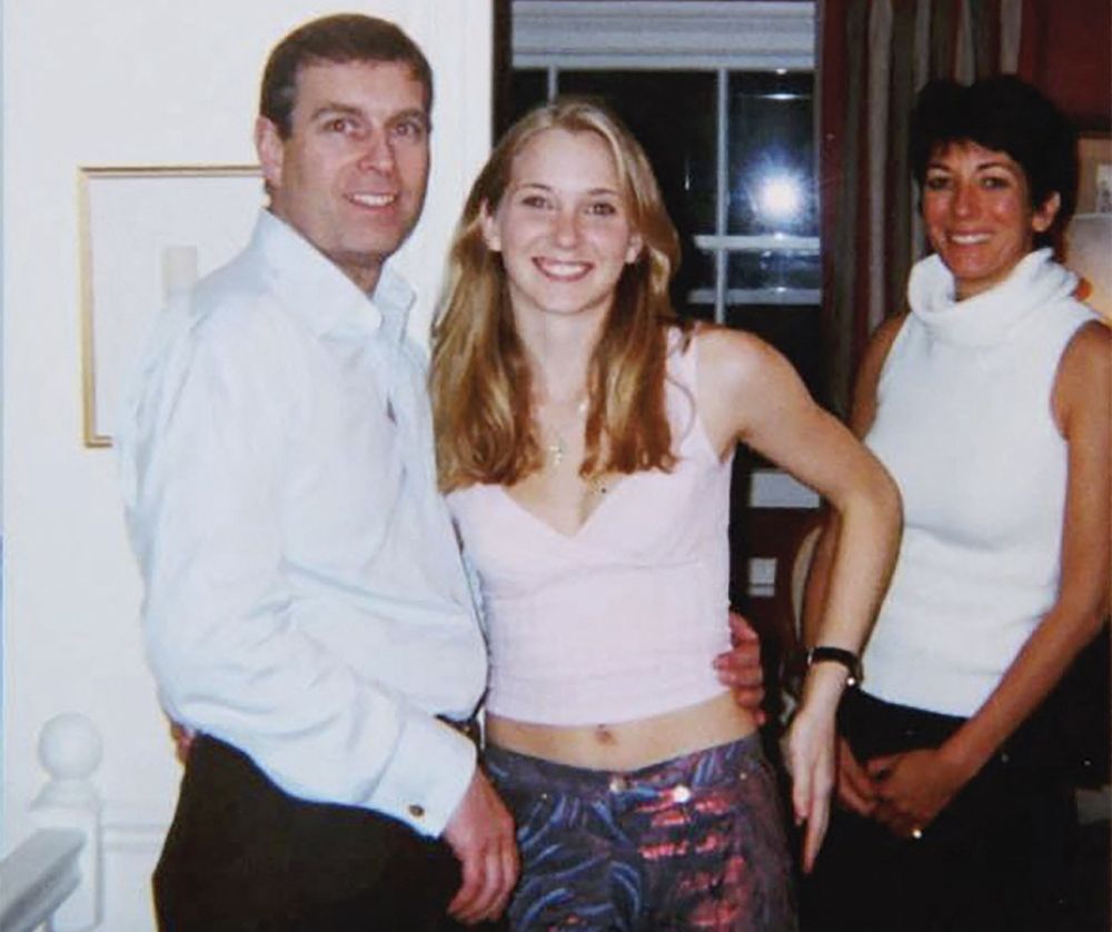 Prince Andrew, Virginia Giuffre and Ghislaine Maxwell pose for a photo at an undisclosed location in this undated image released on August 9, 2021 by the United States District Court for the Southern District of New York. — AFP pic Prince Andrew, Virginia Giuffre and Ghislaine Maxwell pose for a photo at an undisclosed location in this undated image released on August 9, 2021 by the United States District Court for the Southern District of New York. — AFP pic
