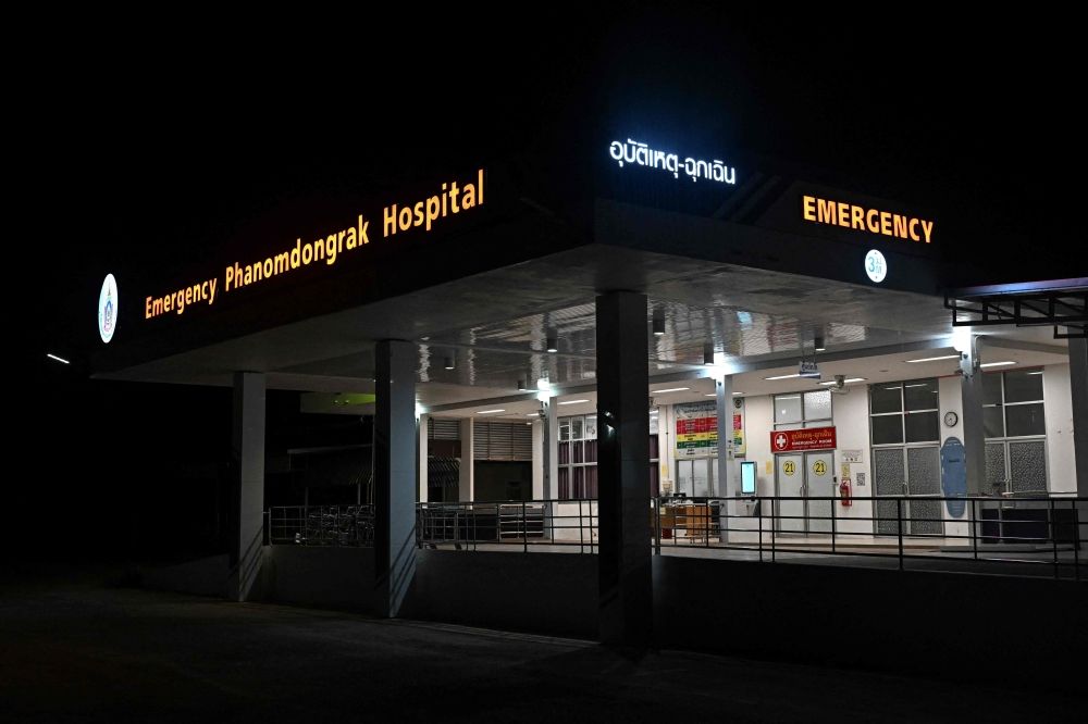 The exterior of Phanom Dong Rak Hospital, which sustained damage after being hit by Cambodian artillery, is pictured in the Thai border province of Surin on July 24, 2025. — AFP pic The exterior of Phanom Dong Rak Hospital, which sustained damage after being hit by Cambodian artillery, is pictured in the Thai border province of Surin on July 24, 2025. — AFP pic