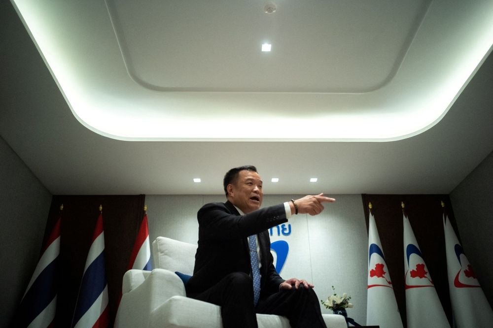 In this file photo taken on April 10, 2023, Bhumjaithai Party leader and prime ministerial candidate Anutin Charnvirakul speaks during an interview with Reuters in Bangkok. — Reuters pic In this file photo taken on April 10, 2023, Bhumjaithai Party leader and prime ministerial candidate Anutin Charnvirakul speaks during an interview with Reuters in Bangkok. — Reuters pic