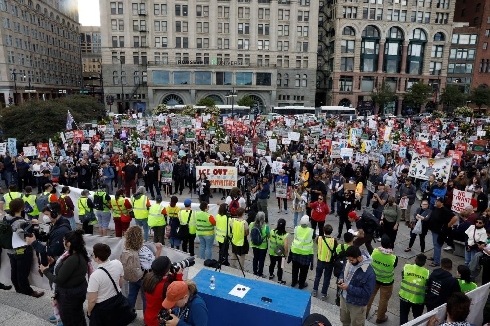 ‘No Trump, no troops’: US president threatens ‘war’ on Chicago, triggering fierce backlash and nationwide protests Protesters prepare to march through downtown Chicago after US President Donald Trump ordered an increased federal law enforcement presence to assist with crime prevention, in Chicago, Illinois September 6, 2025. — Reuters pic