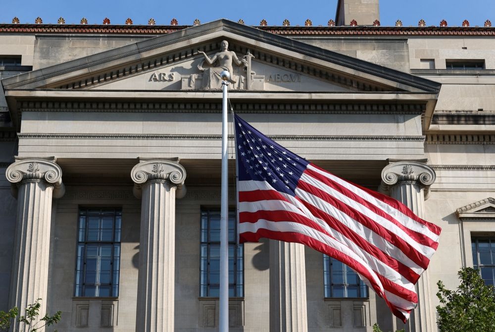 A flag flies outside the Department of Justice building in Washington, D.C. September 23, 2025. — Reuters pic A flag flies outside the Department of Justice building in Washington, D.C. September 23, 2025. — Reuters pic