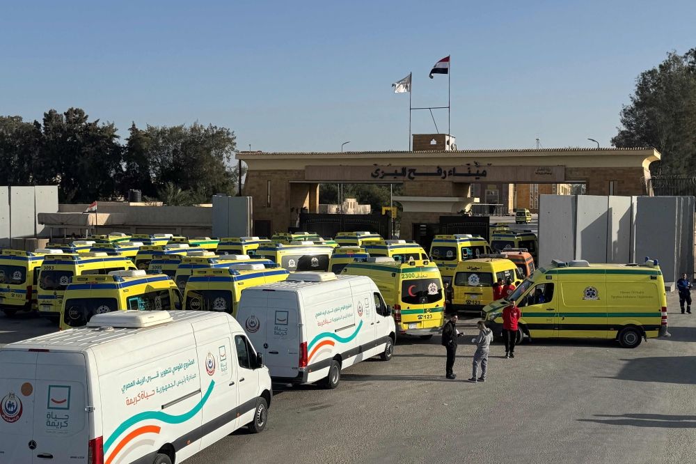 Ambulances wait on the Egyptian side of the Rafah border crossing with the Gaza Strip in northeastern Egypt on February 1, 2026. Rafah briefly reopened for medical evacuations during a short ceasefire between Israel and Hamas in January of last year. — AFP pic Ambulances wait on the Egyptian side of the Rafah border crossing with the Gaza Strip in northeastern Egypt on February 1, 2026. Rafah briefly reopened for medical evacuations during a short ceasefire between Israel and Hamas in January of last year. — AFP pic