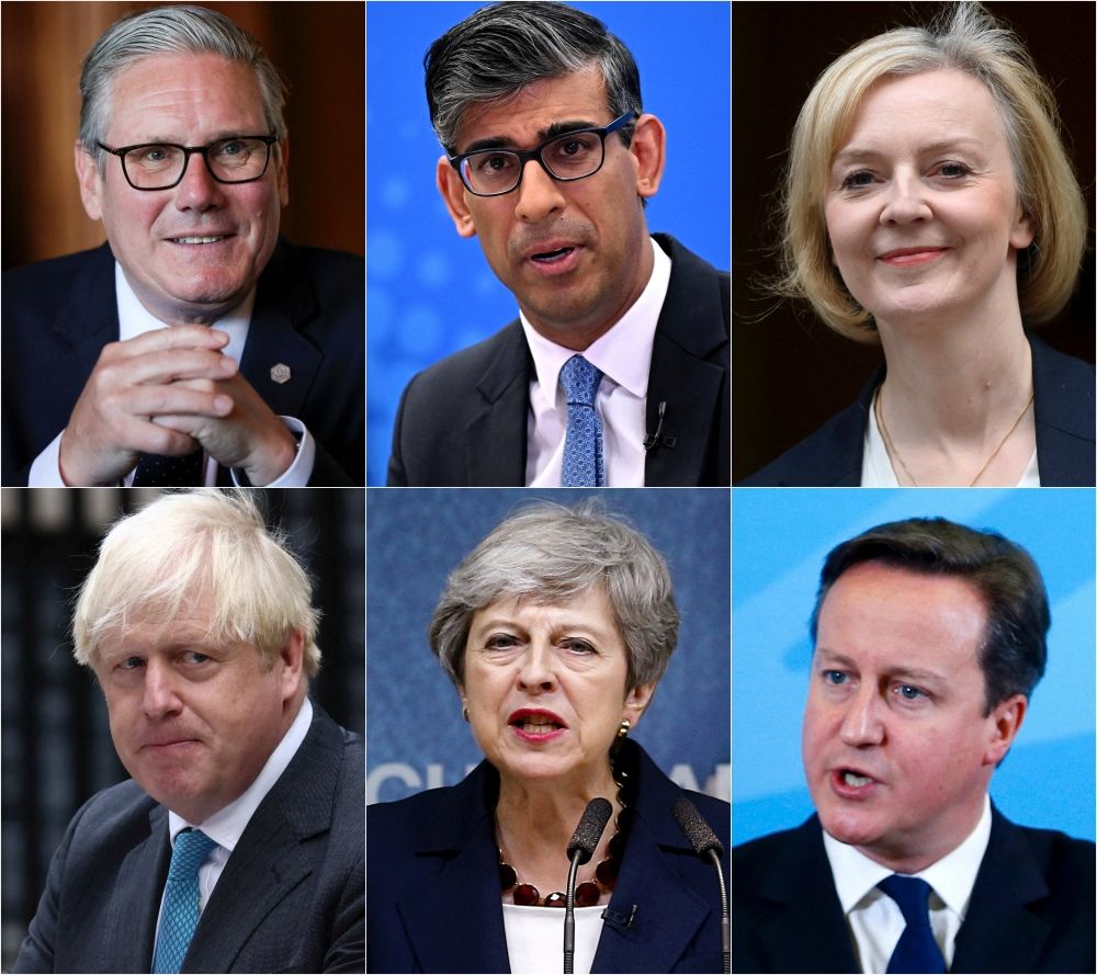 Is Britain a ‘failed state’? What Starmer’s resignation reveals about the UK A combination picture shows former British prime ministers Keir Starmer, Rishi Sunak, Liz Truss, Boris Johnson, Theresa May, and David Cameron at various events between 2014 and 2026. — Reuters pic