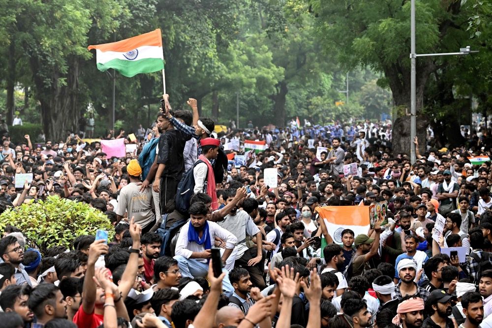 Cockroach Janta Party activists and supporters protest in New Delhi on July 20, 2026, demanding Education Minister Dharmendra Pradhan’s resignation over alleged NEET examination irregularities. — AFP pic Cockroach Janta Party activists and supporters protest in New Delhi on July 20, 2026, demanding Education Minister Dharmendra Pradhan’s resignation over alleged NEET examination irregularities. — AFP pic
