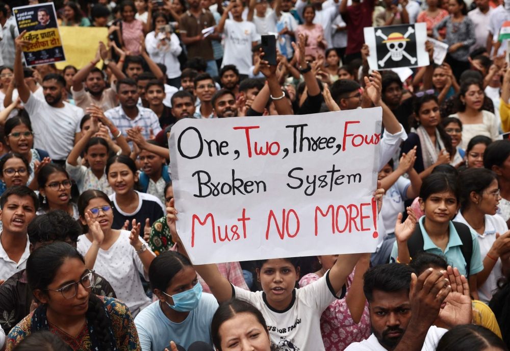 Banaras Hindu University students in solidarity with the Cockroach Janta Party hold placards during a protest demanding the resignation of India’s Education Minister Dharmendra Pradhan over alleged NEET examination irregularities in Varanasi on July 20, 2026. — AFP pic Banaras Hindu University students in solidarity with the Cockroach Janta Party hold placards during a protest demanding the resignation of India’s Education Minister Dharmendra Pradhan over alleged NEET examination irregularities in Varanasi on July 20, 2026. — AFP pic
