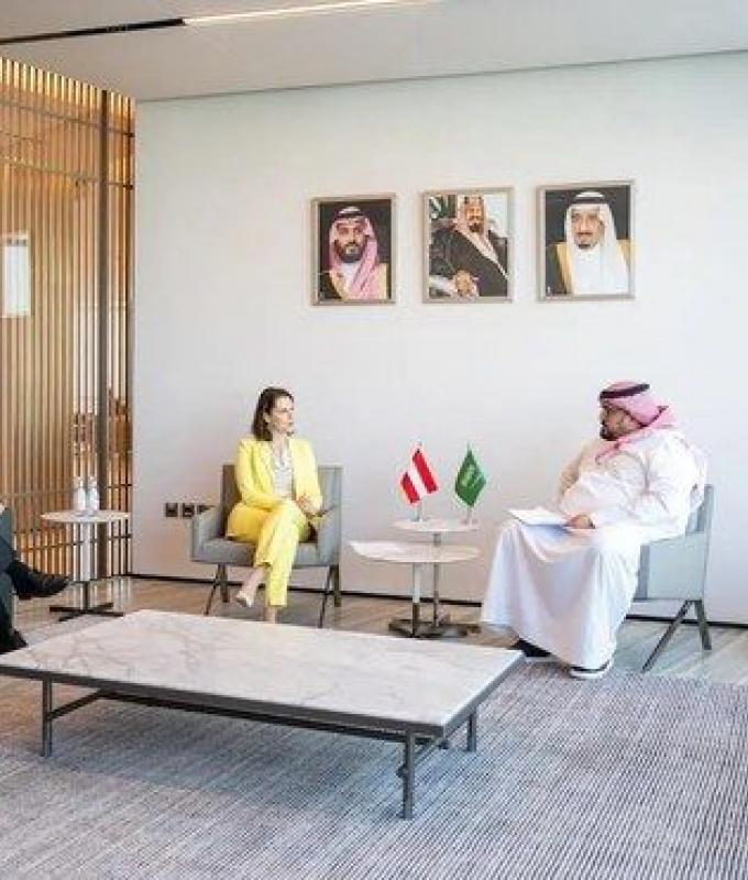 Saudi economy and planning minister discusses economic cooperation with Austrian federal minister for the EU and constitution