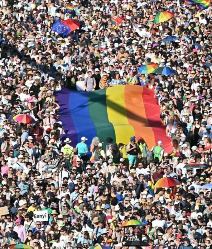 ‘Love can’t be banned’: Budapest Pride defies Orban clampdown with record 200,000 crowd