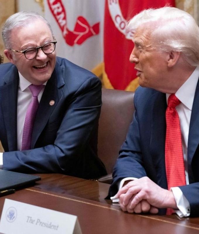 Awkward moment as Trump mocks Aussie envoy Kevin Rudd face-to-face; PM Anthony Albanese, aides left laughing it off