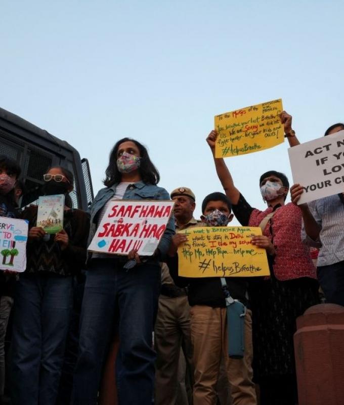 ‘Breathing is killing us’: Dozens detained in rare clean-air protest at New Delhi’s India Gate