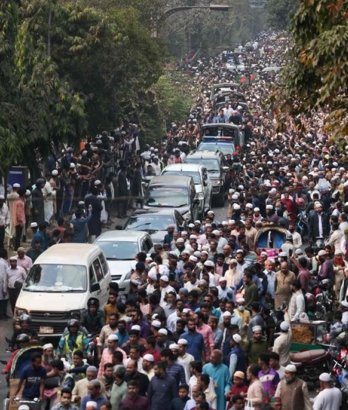 Tens of thousands gather in Dhaka for funeral of assassinated student leader