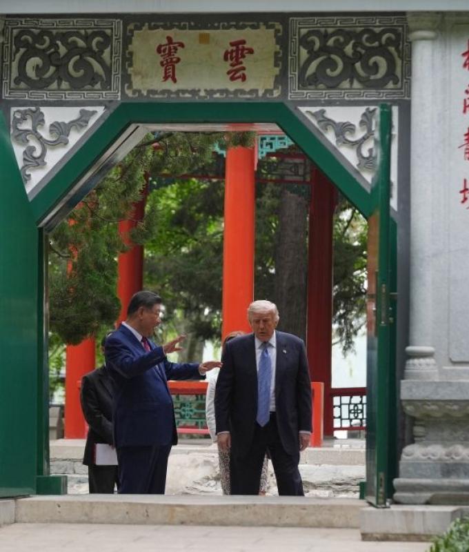 Trump and Xi share light moment in Zhongnanhai garden ‘very rarely’ seen by outsiders