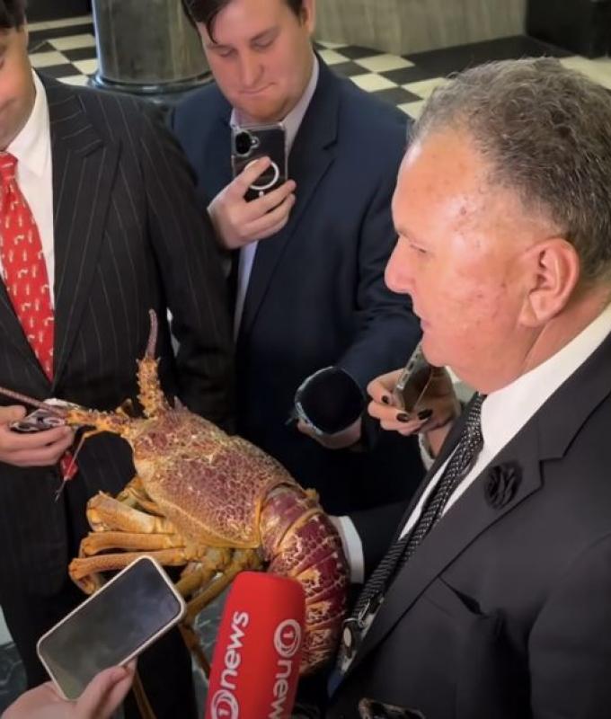 ‘It’s still moving’: Live crayfish steals spotlight at New Zealand parliament press conference (VIDEO)