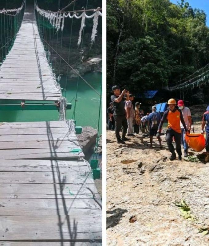 Two Austrian tourists die after suspension bridge collapses at Indonesian waterfall