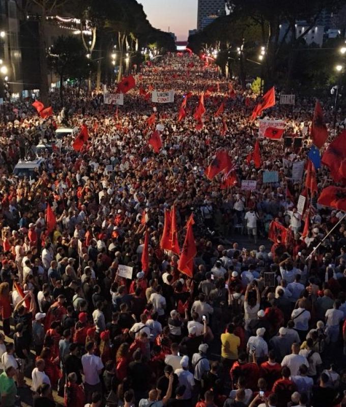 Tens of thousands rally in Albania against Trump-linked resort project