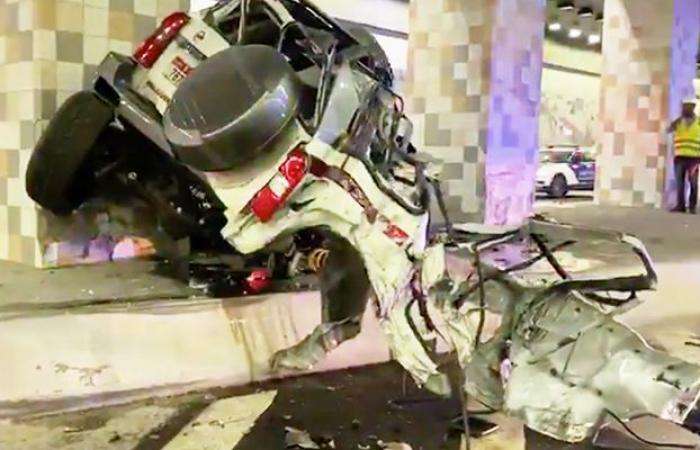 Major accident in Abu Dhabi leaves vehicle completely crushed