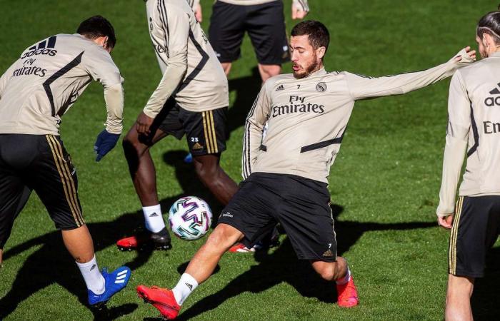Eden Hazard gets stuck in during Real Madrid training ahead of Copa del Rey clash with Real Sociedad - in pictures