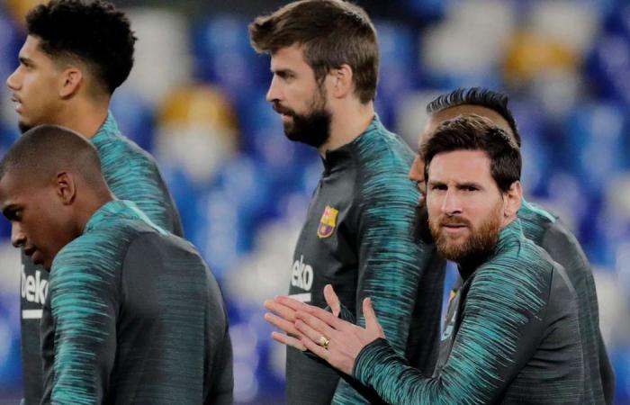 Lionel Messi trains with his Barcelona teammates ahead of Champions League clash with Napoli - in pictures