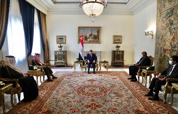 Saudi foreign minister Prince Faisal bin Farhan meets with Egypt president in Cairo