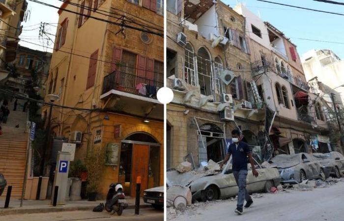 Beirut before and after the explosion