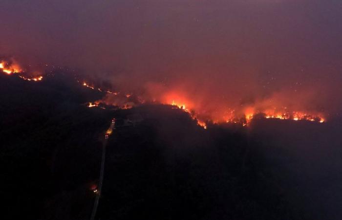 Wildfire burning in Athens suburb