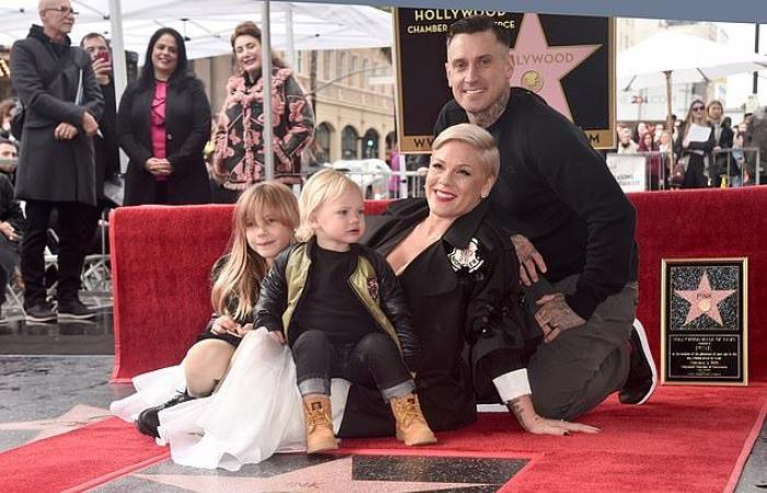 Pink’s husband Carey Hart takes their two children to a shoot