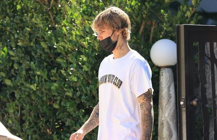 Hailey Bieber flashes her slim legs after exercising when Justin Bieber...