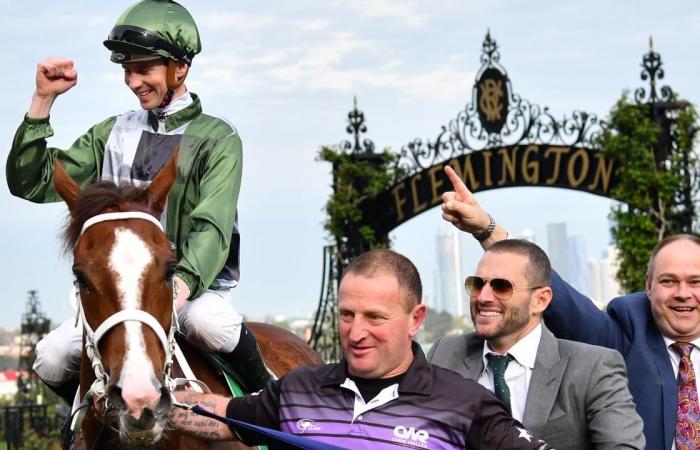 Jye McNeil rides Chapada and his young son Oakley will cheer
