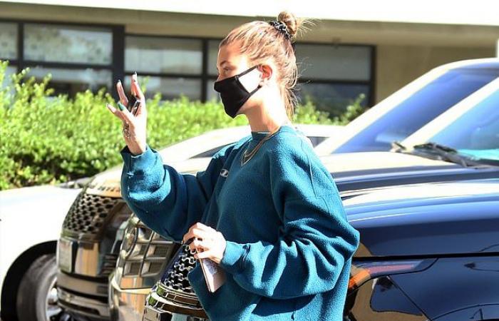 Hailey Bieber flashes her slim legs after exercising when Justin Bieber...