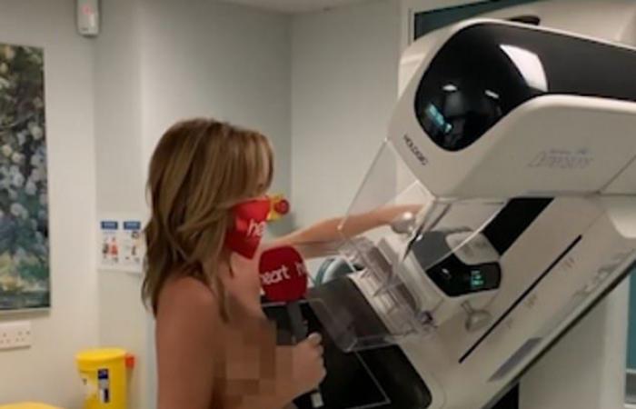 Amanda Holden films her mammography for Breast Cancer Awareness Month