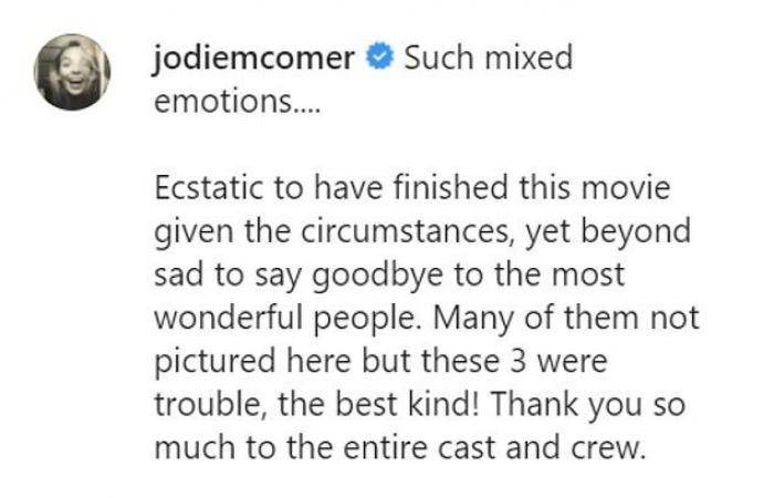 Jodie Comer dances with her co-stars and crew on her last...