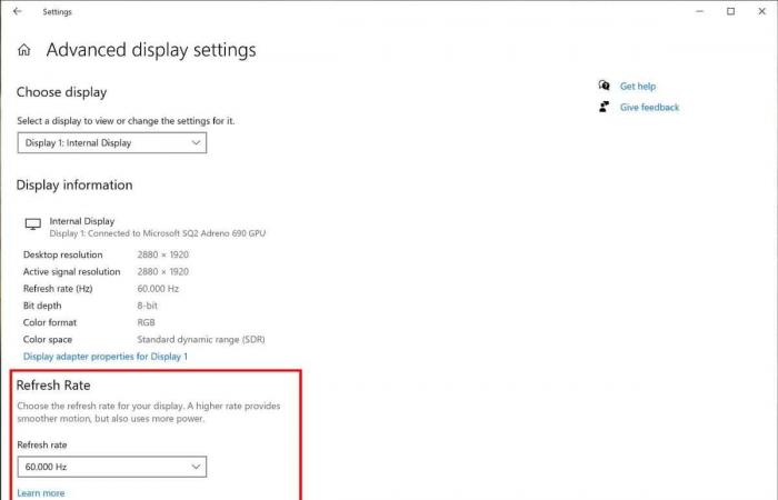 Windows 10 now makes it easy to change the refresh rate