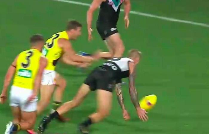 AFL Final 2020, Port Adelaide v Richmond, intentionally out of bounds,...