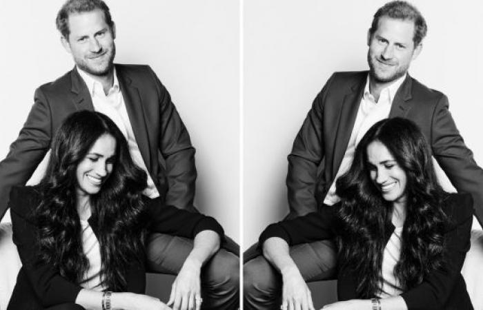 Meghan Markle, Prince Harry pose in suits in a stunning portrait