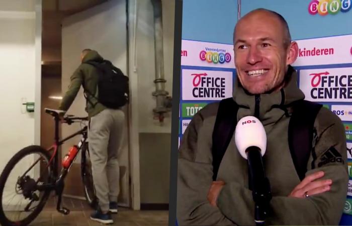 Arjen Robben wants to finish the interview quickly because he has...