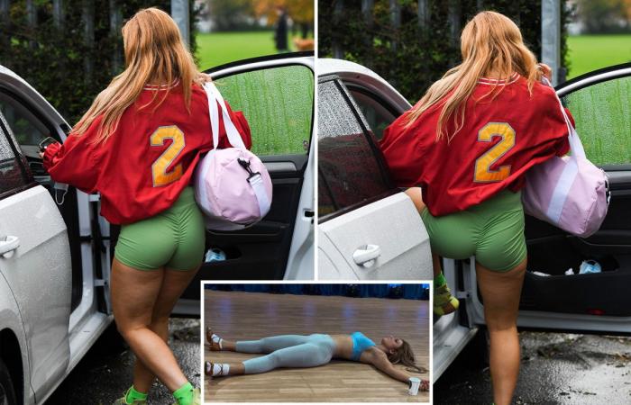 Maisie Smith flashes peach bum as she goes to grueling rehearsals...