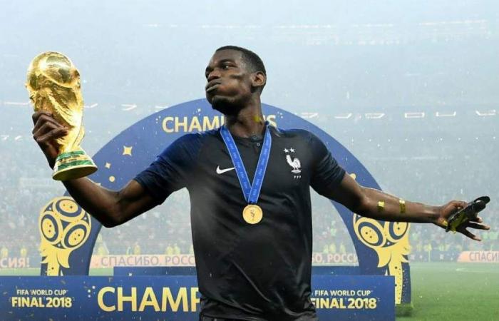 Paul Pogba takes off the France national team shirt after Macron’s...
