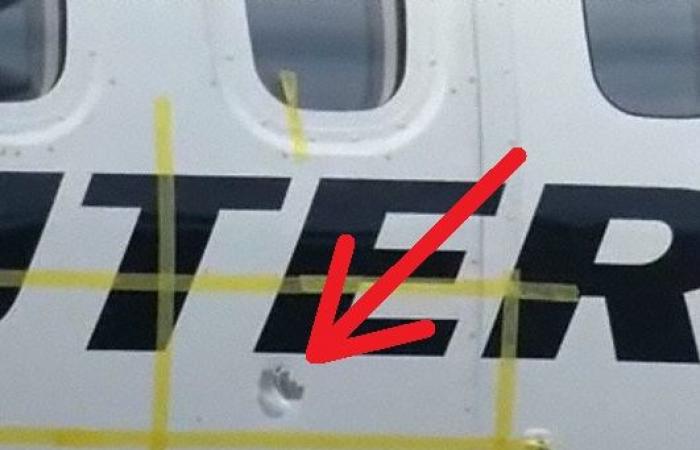 Propeller piece hits the fuselage after ATR 42 hits it on...