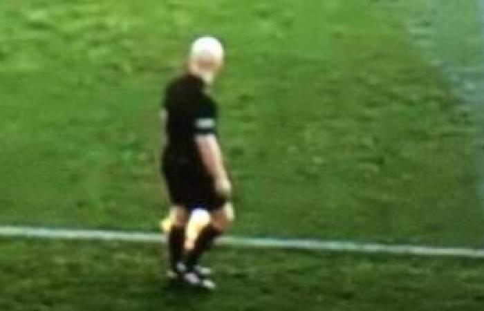 An artificial intelligence (AI) misses and detects a bald referee’s head...