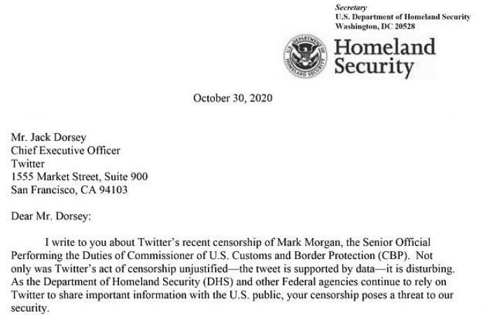 According to DHS boss, Twitter CEO Jack Dorsey is endangering national...