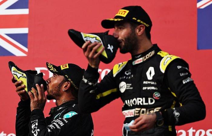 Lewis Hamilton from Formula 1 joins Daniel Ricciardo for a “shoe”,...