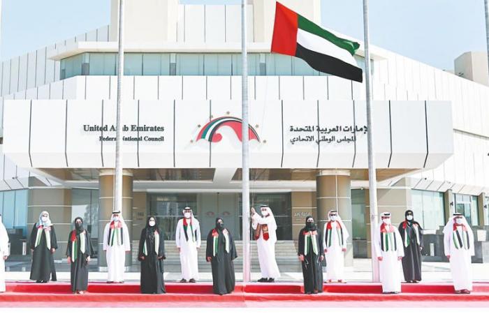Governmental institutions and departments in Abu Dhabi raise the flag