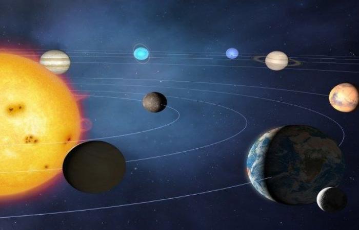 The seven planets of the solar system sweep across the night...