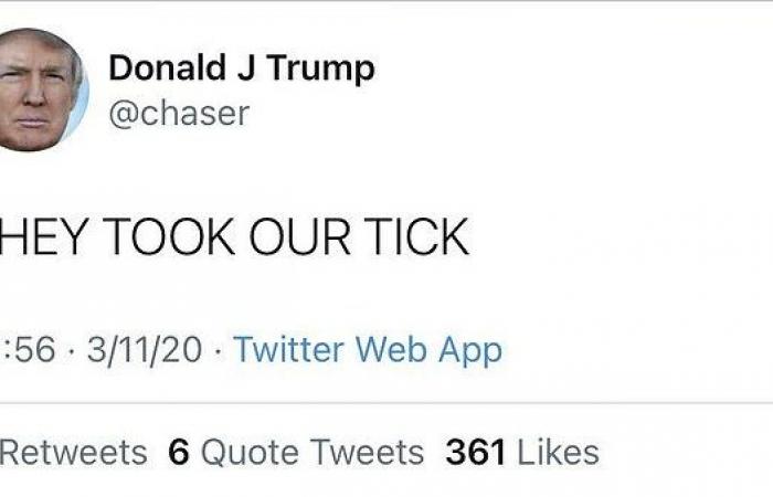 The chaser is suspended from Twitter for posing as Trump