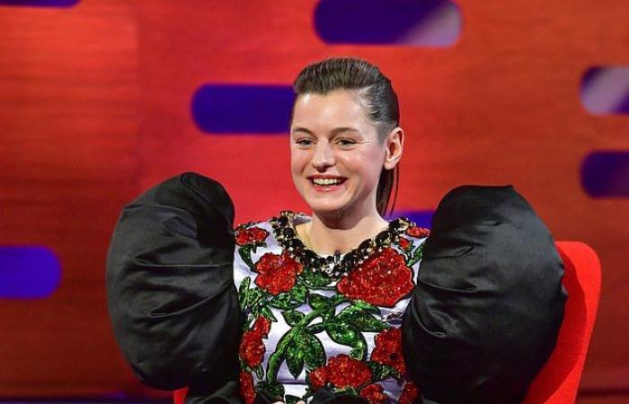 Emma Corrin of the Crown joins Josh O’Connor at Graham Norton