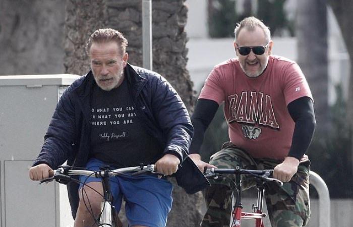 Arnold Schwarzenegger, 73, goes on an intensive bike ride after a...