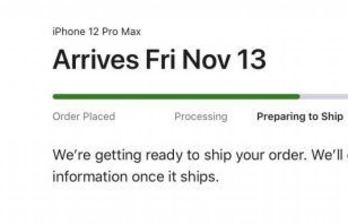 The order status for the iPhone 12 Mini and iPhone 12...