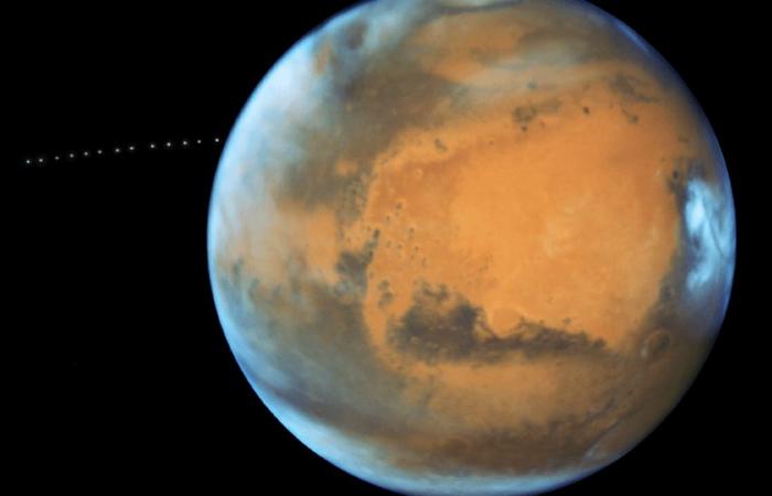 Discovery of parts of the moon in the orbit of Mars