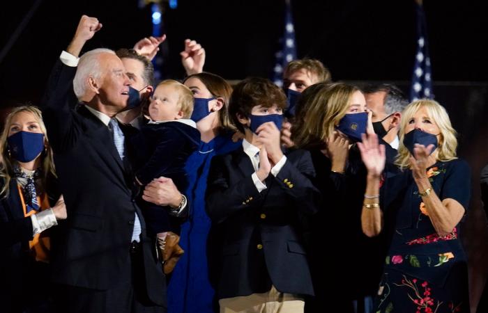 Biden cheered on the winner of the presidential election for the...