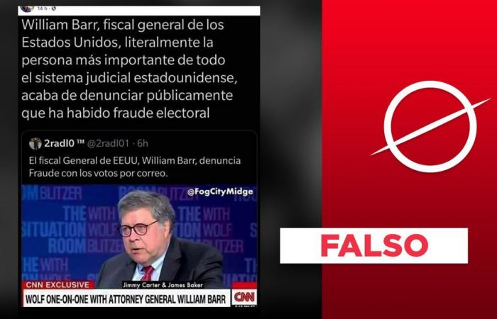 It is false that the US attorney general “just denounced” electoral...