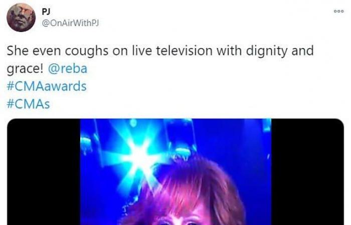 Reba McEntire coughed as she hosted the CMAs on stage, which...